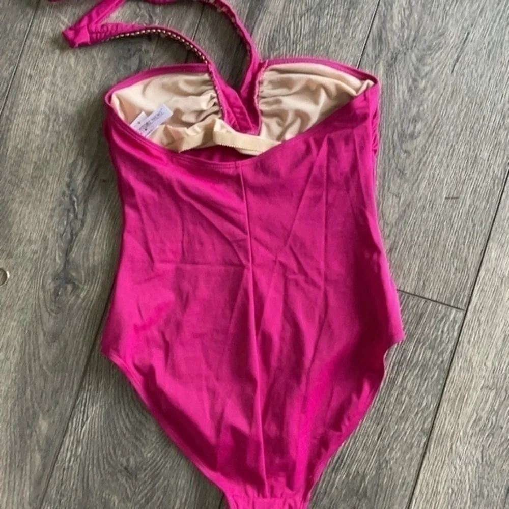 Newport News swimsuit Pink jeweled one piece swim size 8